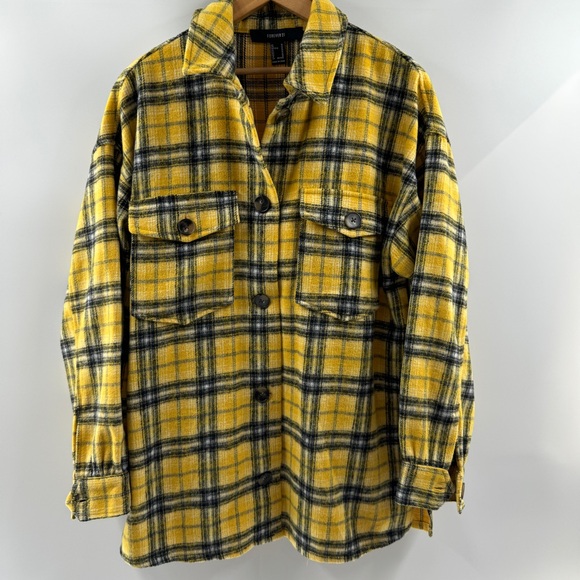Forever 21 Jackets & Blazers - Forever 21 Yellow Plaid Button-Up Jacket Size Medium